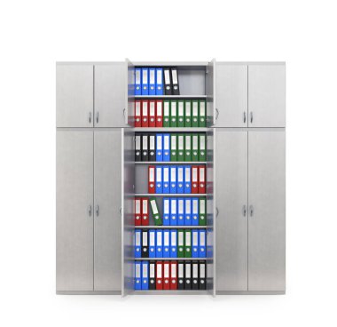 Belgeler için dolap, ofis mobilyası. 3d illüstrasyon