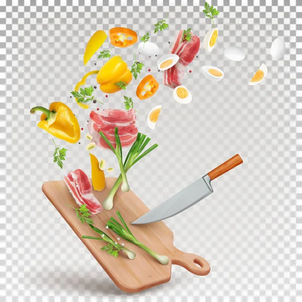 Illustration Une Recette Cuisson Viande Avec Des Légumes Illustration Vectorielle — Image vectorielle