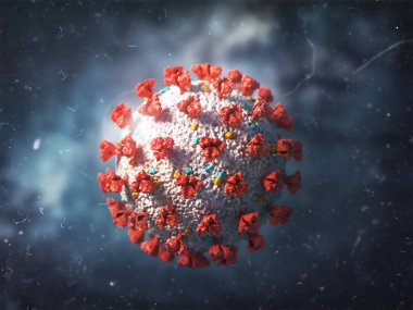 Bulanık bir arka planda Coronavirus. 3d illüstrasyon