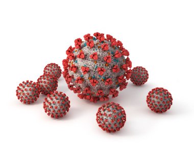 Coronavirus beyaz bir arkaplanda izole edilmiş. 3d illüstrasyon