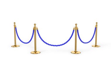 İp çitleri beyaz arka planda izole edilmiş. 3d illüstrasyon