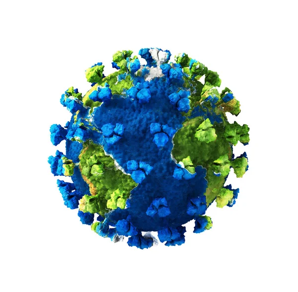Uma Pandemia Global Coronavírus Como Planeta Sobre Fundo Branco Ilustração — Fotografia de Stock