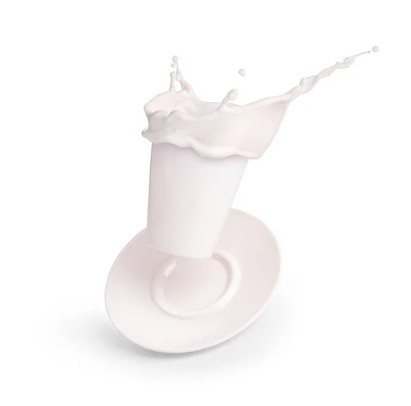 Splash Milk Mug White Background — стоковое фото