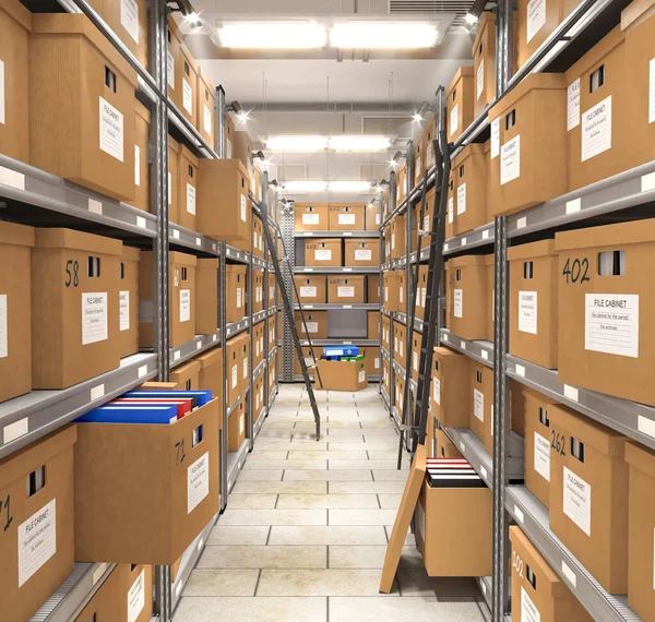 Montones Archivos Documentos Colocan Estantes Metal Con Carpetas Documentos Una — Foto de Stock