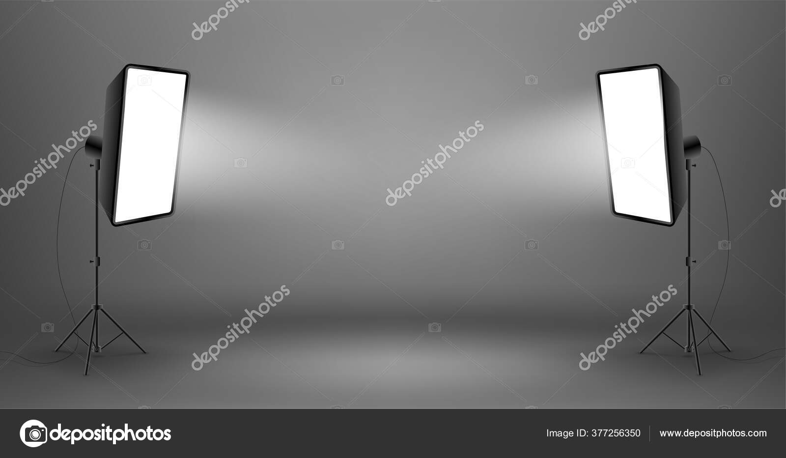 Two Glowing Softboxes Dark Background Stock Vector by ©urfingus 377256350