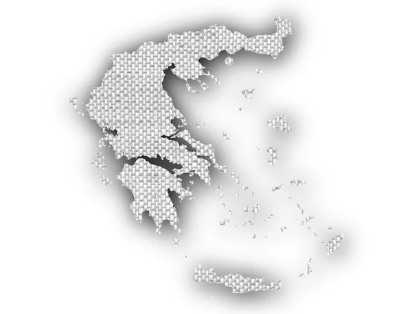 Mapa da grécia em linho , — Fotografia de Stock