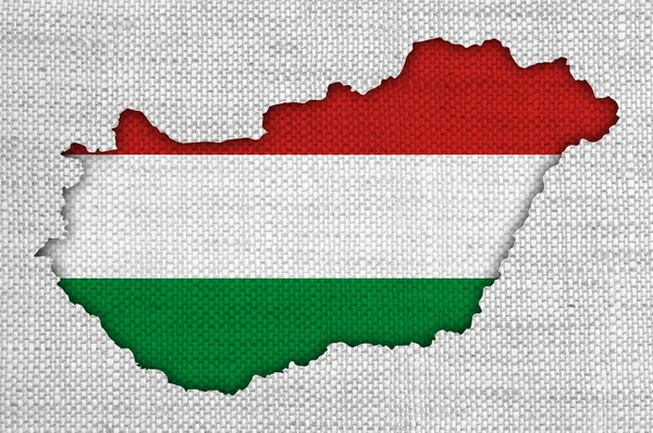 Map of Hungary on old linen — Stock Photo, Image