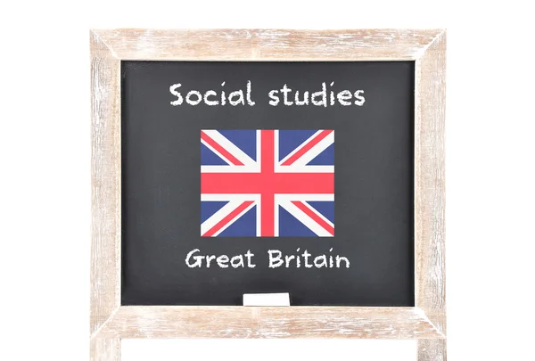 Social studies with flag on board — Stock Photo, Image