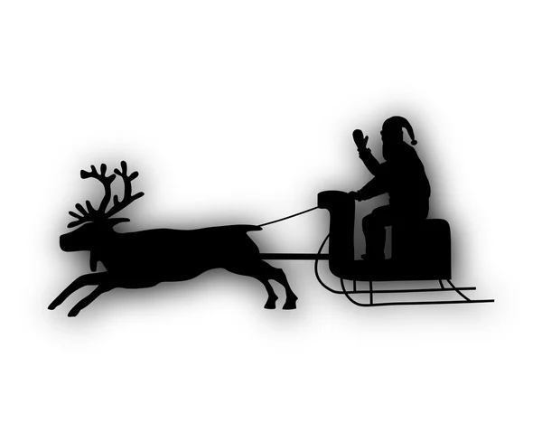 Santa Claus con renos y trineo — Vector de stock