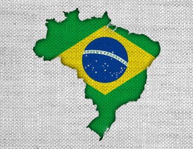 Harita ve eski keten Brezilya bayrağı