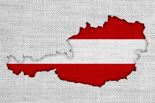 地图和国旗的奥地利旧亚麻布 — 图库照片