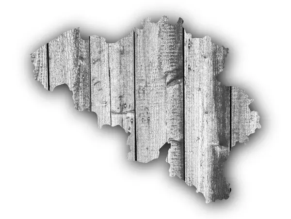 風化した木材にベルギーの地図 — ストック写真
