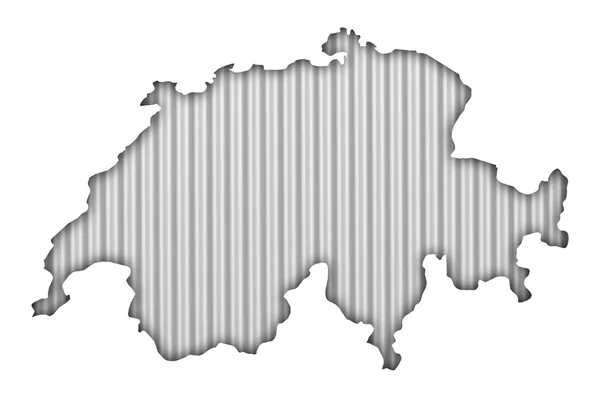 Mapa da Suíça sobre ferro ondulado — Fotografia de Stock