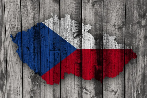 Carte et drapeau de la République tchèque sur bois altéré — Photo