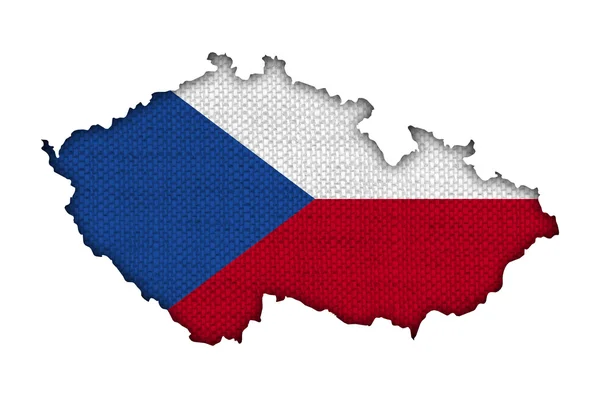 Carte et drapeau de la République tchèque sur vieux draps — Photo