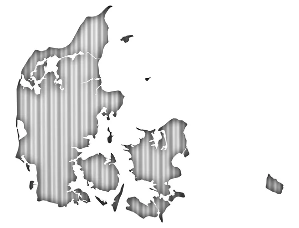 波纹铁皮上的丹麦地图 — 图库照片