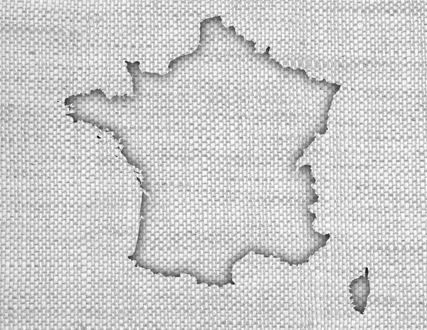 Mapa da França em linho velho — Fotografia de Stock