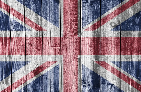 Flagge von Großbritannien auf verwittertem Holz — Stockfoto