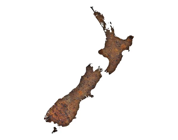 Karta över nya Zeeland på Rostig metall, — Stockfoto