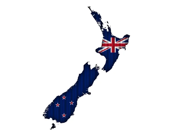 Map and flag of New Zealand on corrugated iron, — Stock Photo, Image