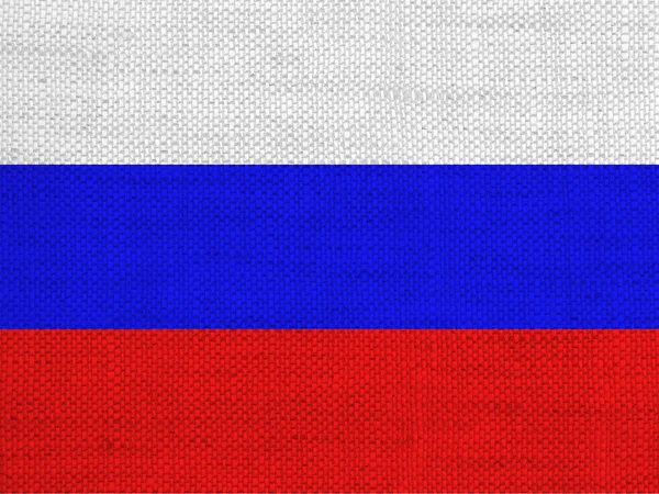 오래 된 리넨에 러시아의 국기 — 스톡 사진
