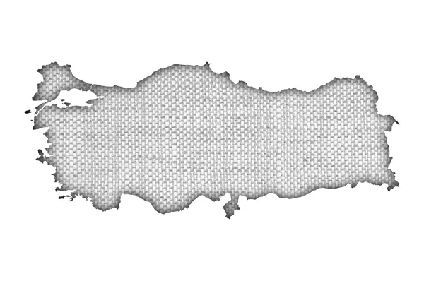 Kaart van Turkije op oude linnen — Stockfoto