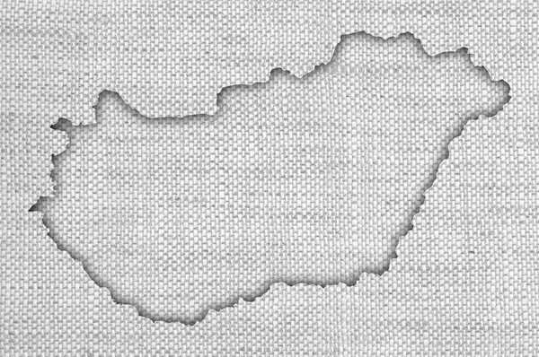 Карта Венгрии на старом постельном белье — стоковое фото