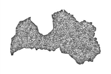 Letonya Haritası üzerinde haşhaş tohumu