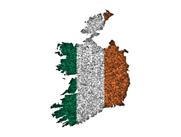 Map and flag of Ireland on poppy seeds — Stock Photo, Image