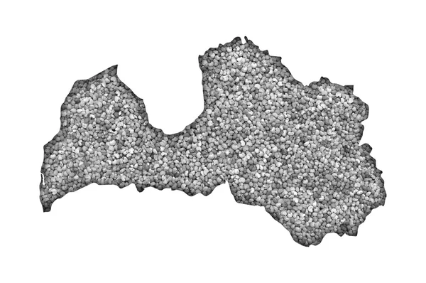 Mapa da Letônia em sementes de papoila — Fotografia de Stock