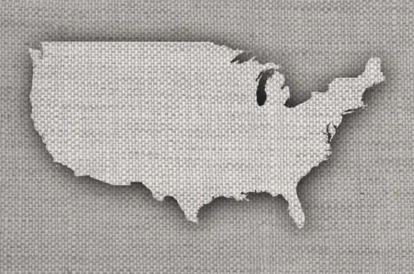 Map of the USA on old linen — Stock Photo, Image