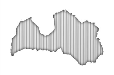 Letonya Haritası üzerinde oluklu demir