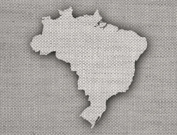 Карта Бразилии на старом постельном белье — стоковое фото