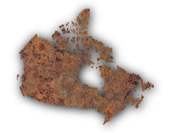Mapa de Canadá en metal oxidado — Foto de Stock