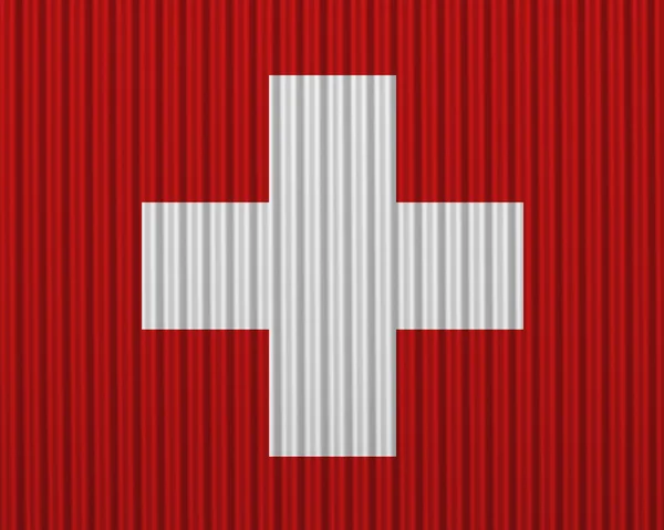 Vlajka Švýcarska na vlnitý plech — Stock fotografie