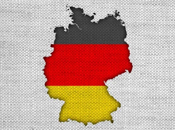 Map and flag of Germany on old linen — Stock Photo, Image