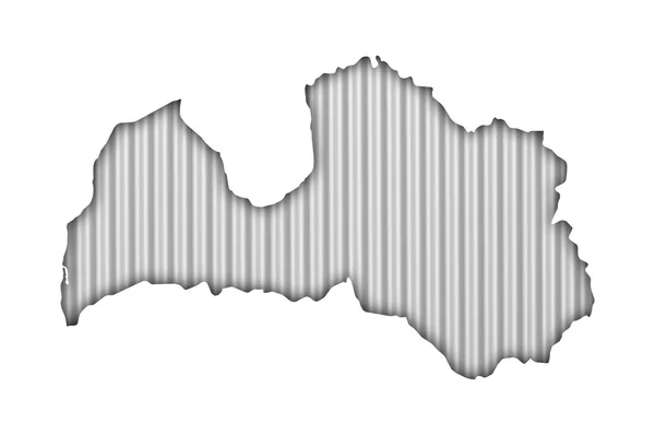 La mappa di Lettonia su ferro ondulato — Foto Stock