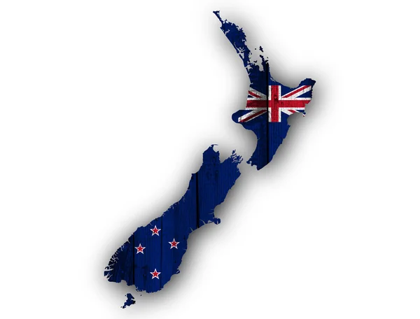 Carte et drapeau de Nouvelle-Zélande , — Photo