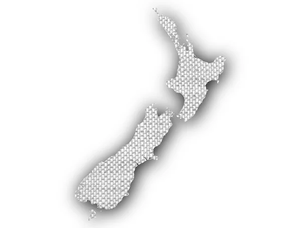 Karta över nya Zeeland på linne, — Stockfoto