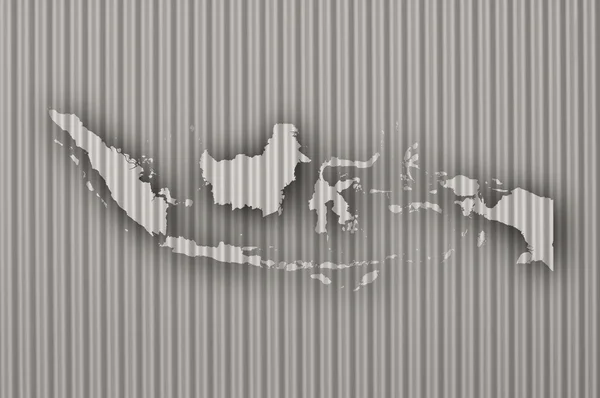 Χάρτης Ινδονησίας σε κυματοειδές σιδήρου — Φωτογραφία Αρχείου