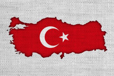 Harita ve eski keten Türkiye'nin bayrak