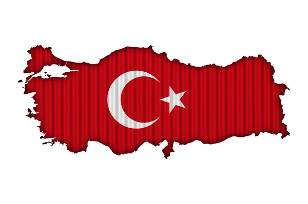 Karte und Flagge der Türkei auf Wellblech — Stockfoto