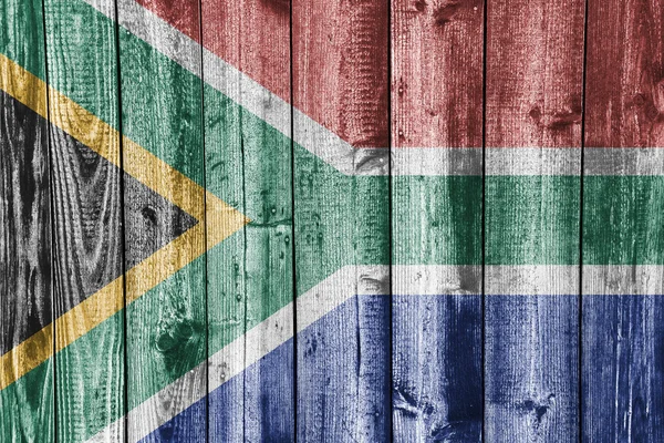 Flaggan i Sydafrika på weathered trä — Stockfoto
