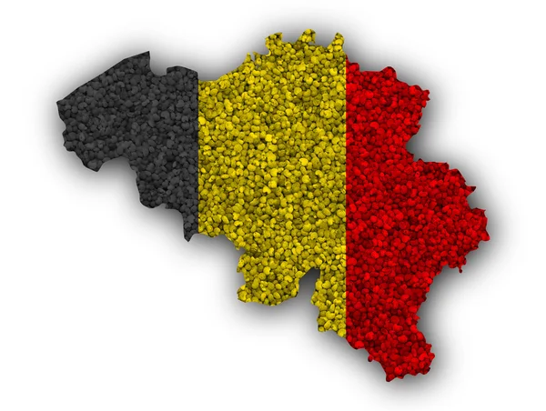 Carte et drapeau de Belgique sur graines de pavot — Photo