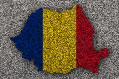 Harita ve haşhaş tohumu Romanya bayrağı