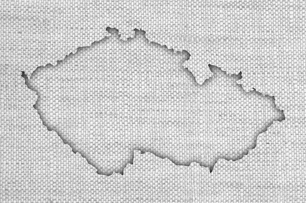 Map of Czech Republic a on old linen — ストック写真