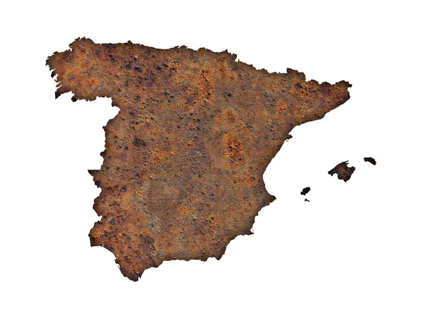 Mapa da Espanha em metal enferrujado — Fotografia de Stock