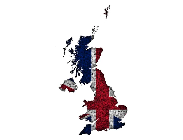 Map and flag of Great Britain on poppy seeds, — Stock Photo, Image