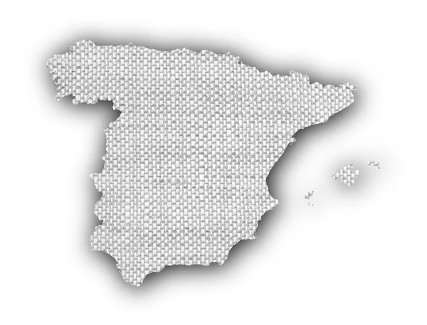 Mapa de Espanha em linho velho — Fotografia de Stock