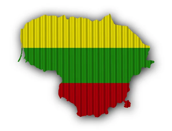 Mappa e bandiera di Lituania su ferro ondulato — Foto Stock